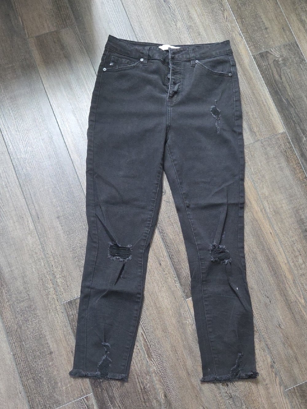 Kqncqn Women's Black Distressed Skinny Jeans